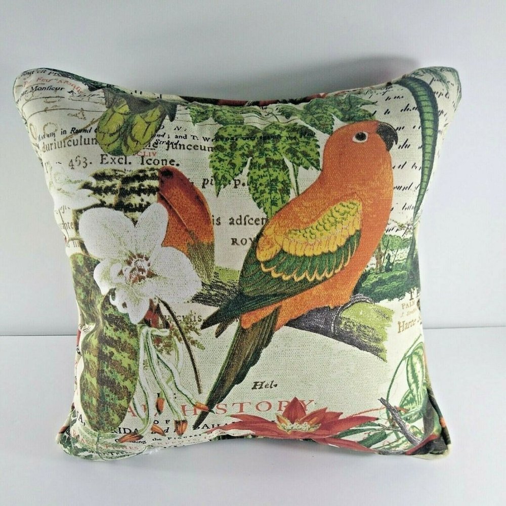 Parakeet Lory Tropical Bird Garden Throw Pillow Cushion Square Indoor Outdoor